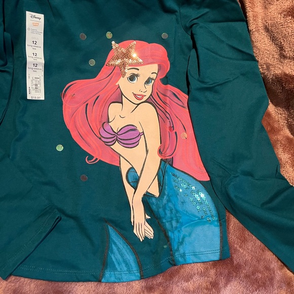 Disney Kids Ariel Green Long Sleeve Tee - Picture 2 of 4